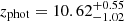 $ z_{\mathrm{phot}} = 10.62^{+0.55}_{-1.02} $