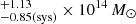 $ ^{+1.13}_{-0.85 (\mathrm{sys})} \times10^{14} \,M_{\odot} $