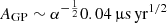 $ A_{\mathrm{GP}} \sim \alpha^{-\frac{1}{2}} 0.04\,{\upmu}\mathrm{s}\,\mathrm{yr}^{1/2} $