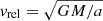$ v_{\mathrm{rel}}=\sqrt{GM/a} $