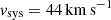 $ v_{\mathrm{sys}}=44\,\mathrm{km\,s}^{-1} $