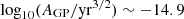 $ \log_{10}(A_{\mathrm{GP}}/\mathrm{yr}^{3/2}) \sim -14.9 $