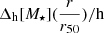 $ \Delta_{\mathrm{h}}[M_\star](\frac{r}{r_{50}})/\rm h $