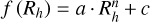 $f\left( {{R_h}} \right) = a \cdot R_h^n + c$