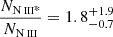 $ \frac{N_{{{\mathrm{N}\,\textsc{iii*}}}}}{N_{{{\mathrm{N}\,\textsc{iii}}}}} = 1.8^{+1.9}_{-0.7} $