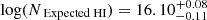 $ \log(N_{\text{ Expected HI}}) = 16.10^{+0.08}_{-0.11} $