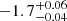 $ -1.7^{+0.06}_{-0.04} $