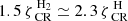 $ 1.5\,\zeta_{\text{ CR}}^{\text{ H}_2} \simeq 2.3\,\zeta_{\text{ CR}}^{\text{ H}} $