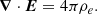 $$ \begin{aligned}&\boldsymbol{\nabla }\cdot \boldsymbol{E} = 4\pi \rho _e. \end{aligned} $$