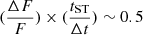 $ (\frac{\Delta F}{F})\times (\frac{t_{\mathrm{ST}}}{\Delta t})\sim 0.5 $