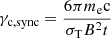 $$ \begin{aligned} \gamma _{\rm c,sync}=\frac{6\pi m_{\rm e}\mathrm{c}}{\sigma _{\rm T}B^2t} \end{aligned} $$