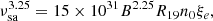 $$ \begin{aligned} \nu _{\rm sa}^{3.25}=15\times 10^{31}B^{2.25}R_{19}n_{0}\xi _e, \end{aligned} $$