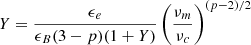 $ Y=\frac{\epsilon_e}{\epsilon_B(3-p)(1+Y)}\left(\frac{\nu_m}{\nu_c}\right)^{(p-2)/2} $
