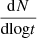 $ \frac{\mathrm{d}N}{\mathrm{dlog}t} $