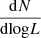 $ \frac{\mathrm{d}N}{\mathrm{dlog}L} $