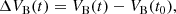 $$ \begin{aligned} \Delta V_\mathrm{B} (t)&= V_\mathrm{B} (t) - V_\mathrm{B} (t_0), \end{aligned} $$