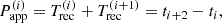 $$ \begin{aligned} P_{\rm app}^{(i)}&= T_{\rm rec}^{(i)} + T_{\rm rec}^{(i+1)} = t_{i+2} -t_{i},\end{aligned} $$