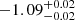 $ -1.09^{+0.02}_{-0.02} $