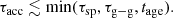 $$ \begin{aligned} \tau _{\rm acc} \lesssim {\min }(\tau _{\rm sp}, \tau _{\rm g-g}, t_{\rm age}). \end{aligned} $$