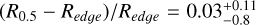 $\left( {{R_{0.5}} - {R_{edge{\rm{ }}}}} \right)/{R_{edge{\rm{ }}}} = 0.03_{ - 0.8}^{ + 0.11}$