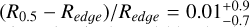$\left( {{R_{0.5}} - {R_{edge{\rm{ }}}}} \right)/{R_{edge{\rm{ }}}} = 0.01_{ - 0.7}^{ + 0.9}$
