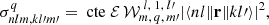 $$ \begin{aligned} \sigma ^q_{nlm,kl{\prime }m{\prime }} = \text{ cte}\;\mathcal{E} \, \mathcal{W} ^{\;l,\;1,\; l{\prime }}_{m,\, q,\,m{\prime }} |\langle nl\Vert \mathbf r \Vert kl{\prime }\rangle |^2, \end{aligned} $$