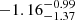 $ {-}1.16^{-0.99}_{-1.37} $