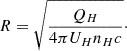 $$ \begin{aligned} R = \sqrt{\frac{Q_H}{4\pi U_H n_H c}}\cdot \end{aligned} $$