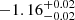 $ -1.16^{+0.02}_{-0.02} $