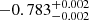 $ -0.783^{+0.002}_{-0.002} $
