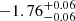 $ -1.76^{+0.06}_{-0.06} $