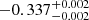 $ -0.337^{+0.002}_{-0.002} $
