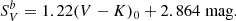 $$ \begin{aligned} S_V^b = 1.22 (V - K)_0 + 2.864 \; \mathrm{mag}. \end{aligned} $$