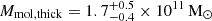 $ M_{\mathrm{mol,thick}} = 1.7^{+0.5}_{-0.4}\times10^{11}\,\mathrm{M_\odot} $