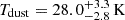 $ T_{\mathrm{dust}} = 28.0^{+3.3}_{-2.8}\,\mathrm{K} $