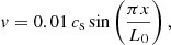 $$ \begin{aligned} v = 0.01\,c_{\rm s} \sin \left(\frac{\pi x}{L_0}\right), \end{aligned} $$