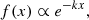 $$ \begin{aligned} f(x) \propto e^{-kx} ,\end{aligned} $$