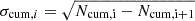$ \sigma_{\mathrm{cum}, i}=\sqrt{N_{\mathrm{cum,i}}-N_{\mathrm{cum,i+1}}} $