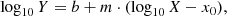 $$ \begin{aligned} \log _{10} Y = b + m \cdot (\log _{10} X - x_0), \end{aligned} $$