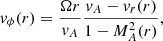 $$ \begin{aligned} v_{\phi }(r) = \frac{\Omega r}{v_A} \frac{v_A - v_r(r)}{1 - M_A^2(r)}, \end{aligned} $$
