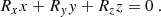 $$ \begin{aligned} R_{x}x+R_{y}y+R_{z}z=0\ . \end{aligned} $$