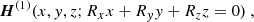$$ \begin{aligned} \boldsymbol{H}^{(1)}(x,y,z;R_{x}x+R_{y}y+R_{z}z=0)\ , \end{aligned} $$
