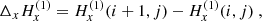 $$ \begin{aligned} \Delta _{x}H_{x}^{(1)}=H_{x}^{(1)}(i+1,j)-H_{x}^{(1)}(i,j)\ , \end{aligned} $$