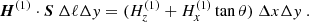 $$ \begin{aligned} \boldsymbol{H}^{(1)}\cdot \boldsymbol{S}\ \Delta \ell \Delta y=(H_{z}^{(1)}+H_{x}^{(1)}\tan \theta )\ \Delta x\Delta y\ . \end{aligned} $$