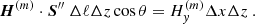 $$ \begin{aligned} \boldsymbol{H}^{(m)}\cdot \boldsymbol{S}^{\prime \prime }\ \Delta \ell \Delta z\cos \theta =H_{y}^{(m)}\Delta x\Delta z\ . \end{aligned} $$