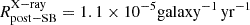 $ R^\mathrm{{X-ray}}_\mathrm{{post-SB}} = 1.1 \times 10^{-5} \rm{galaxy^{-1}}\,\rm{yr^{-1}} $