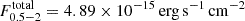 $ F^{\mathrm{total}}_{0.5-2} = 4.89\times10^{-15} \,\rm{erg\,s^{-1}\, cm^{-2}} $