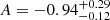$ A=-0.94^{+0.29}_{-0.12} $