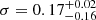 $ \sigma=0.17^{+0.02}_{-0.16} $