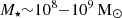 $ {{{M}_{\star}}}{\sim}10^{8}{-}10^{9}\,\rm{M_{\odot}} $
